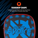 Onix Graphite Evoke Tear Drop Pickleball Paddle Teardrop Shape: Uniquely Balances Weight with Tear Drop Shape for Higher, More Accessible Sweet Spot