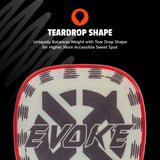 Onix Composite Evoke Tear Drop Pickleball Paddle Teardrop Shape: Uniquely Balances Weight with Tear Drop Shape for Higher, More Accessible Sweet Spot
