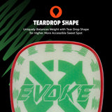 Onix Composite Evoke Tear Drop Pickleball Paddle Teardrop Shape: Uniquely Balances Weight with Tear Drop Shape for Higher, More Accessible Sweet Spot