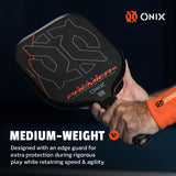 ONIX Evoke Premier Raw Carbon, medium weight, Designed with an edge guard for extra protection during rigorous play while retaining speed & agility