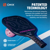 ONIX Evoke Premier Raw Carbon, Patented Technology, maximizes structural integrity between the paddle face and handle for enhanced paddle stability and durability