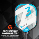 ONIX Z3 Pickleball Paddle, Polypropylene Honeycomb Core: Incredible Touch, Power, and Pop with Polypropylene Honeycomb Core