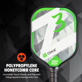 ONIX Z3 Pickleball Paddle, Polypropylene Honeycomb Core: Incredible Touch, Power, and Pop with Polypropylene Honeycomb Core