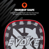 Onix Graphite Evoke Tear Drop Pickleball Paddle Teardrop Shape: Uniquely Balances Weight with Tear Drop Shape for Higher, More Accessible Sweet Spot