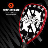 Onix Graphite Evoke Tear Drop Pickleball Paddle Graphite Face: Adds Speed, Pop, and Maneuverability