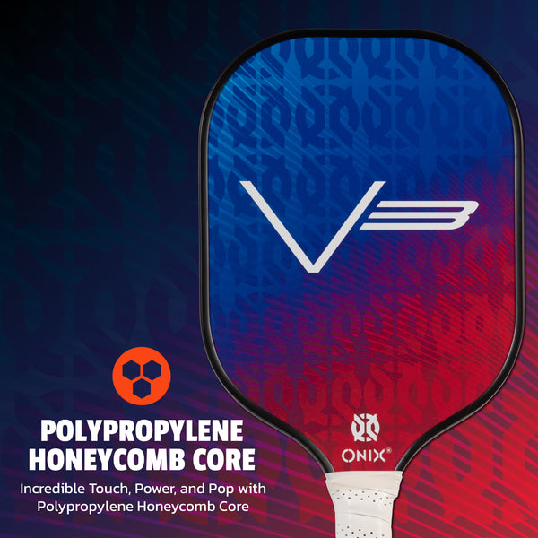 Recruit by ONIX Pickleball V3 Paddle For All Ages and Skill Levels, Polypropylene Honeycomb Core: Incredible Touch, Power, and Pop with Polypropylene Honeycomb Core