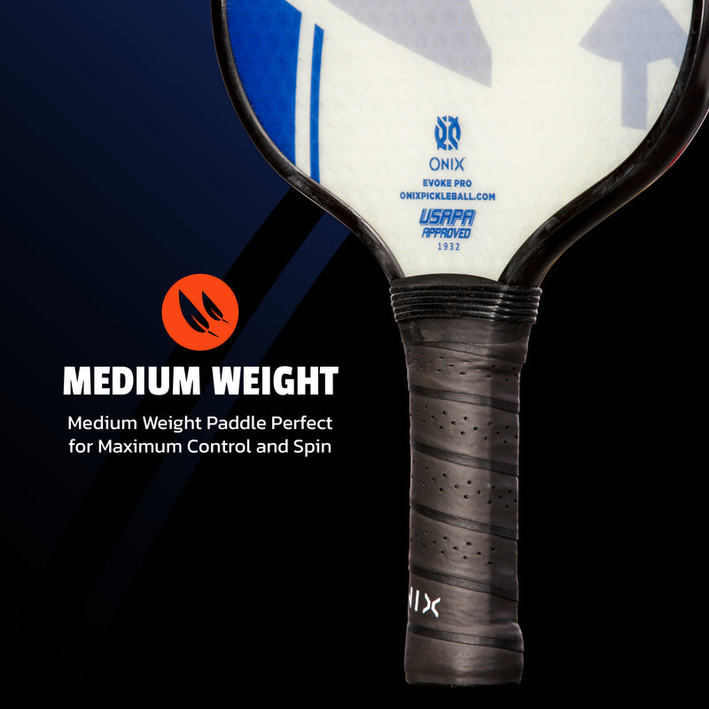 ONIX Composite Evoke Pro Pickleball Paddle, Medium Weight: Medium Weight Paddle Perfect for Maximum Control and Spin