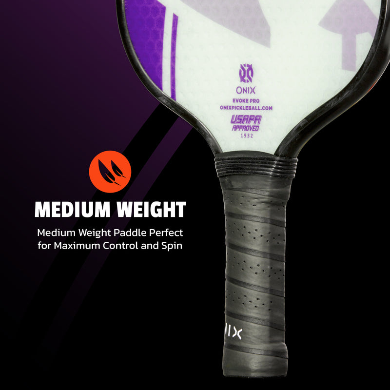 ONIX Composite Evoke Pro Pickleball Paddle, Medium Weight: Medium Weight Paddle Perfect for Maximum Control and Spin