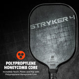 ONIX Graphite Stryker 4 Pickleball Paddle - Black, Polypropylene Honeycomb Core: Incredible Touch, Power, and Pop with Polypropylene Honeycomb Core