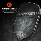 ONIX Graphite Stryker 4 Pickleball Paddle - Black, Graphite Face: Graphite Face Adds Speed, Pop, and Maneuverability