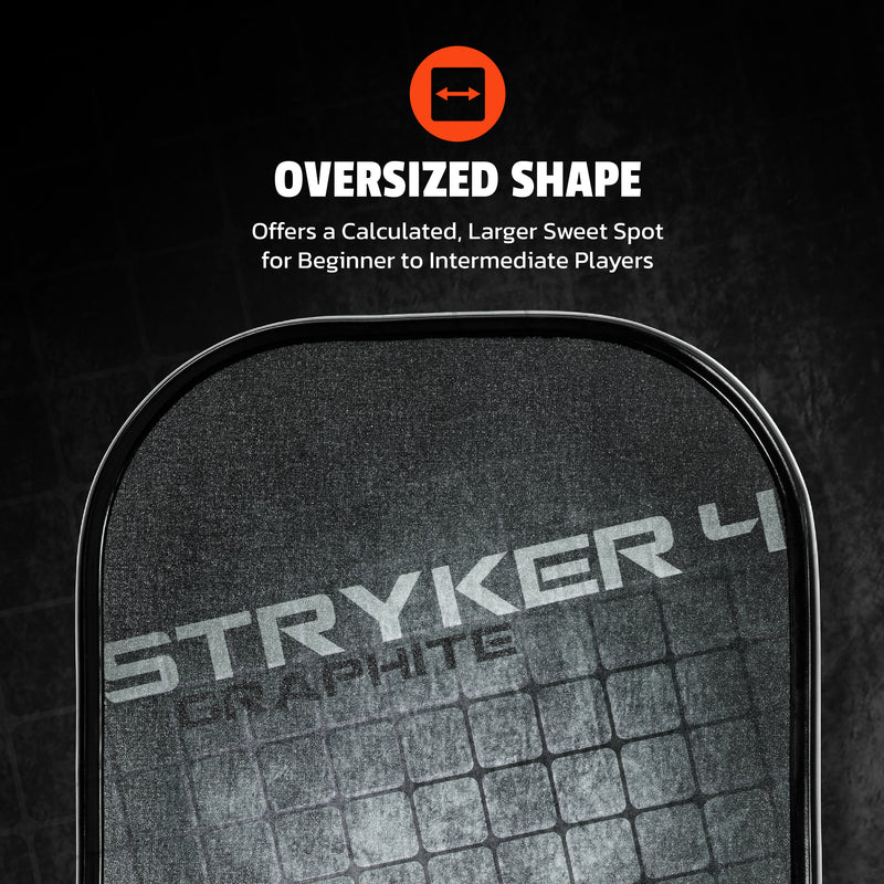 ONIX Graphite Stryker 4 Pickleball Paddle - Black, Oversized Shape: Offers a Larger Sweet Spot for Beginner to Intermediate Players