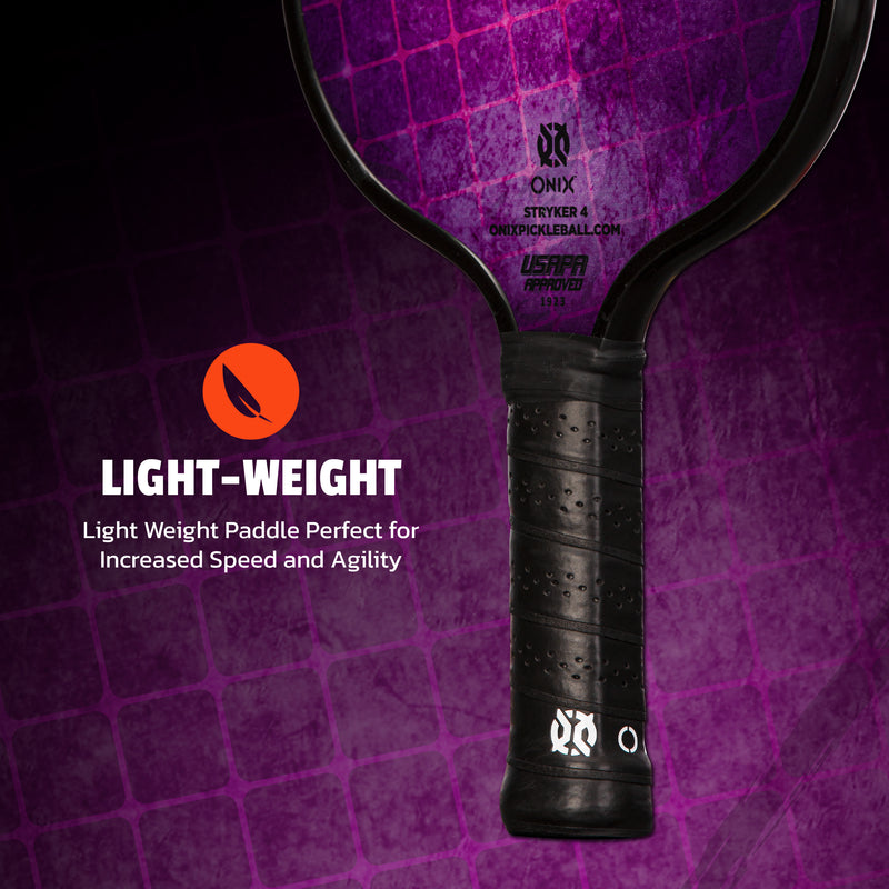 ONIX Graphite Stryker 4 Pickleball Paddle - Purple, Light Weight: Light Weight Paddle Perfect for Increased Speed and Agility