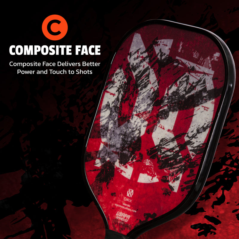 Onix Vertex Pickleball Paddle, Composite Face: Composite Face Delivers Better Power and Touch to Shots