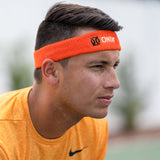 Pickleball Headband orange on man
