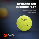 Yellow pickleball with 'Onix' branding on a dark background