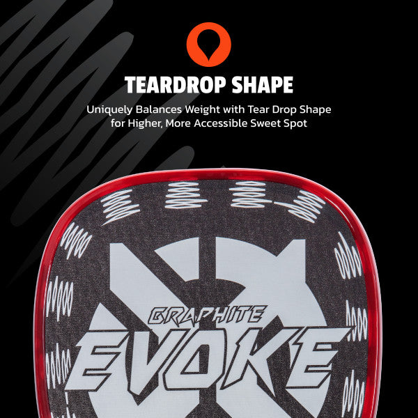 Onix Graphite Evoke Tear Drop Pickleball Paddle Teardrop Shape: Uniquely Balances Weight with Tear Drop Shape for Higher, More Accessible Sweet Spot