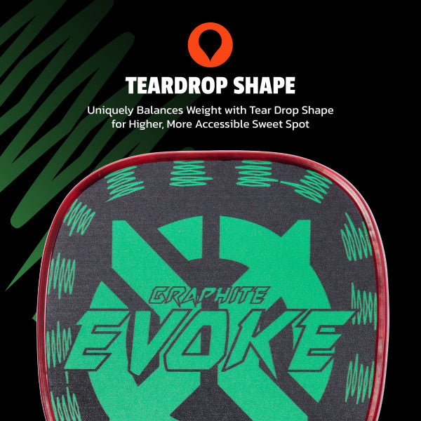Onix Graphite Evoke Tear Drop Pickleball Paddle Teardrop Shape: Uniquely Balances Weight with Tear Drop Shape for Higher, More Accessible Sweet Spot
