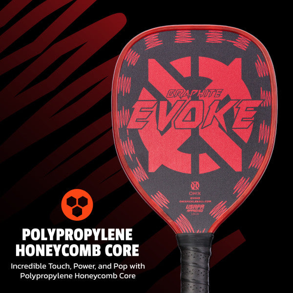 Onix Graphite Evoke Tear Drop Pickleball Paddle Polypropylene Honeycomb Core: Incredible Touch, Power, and Pop with Polypropylene Honeycomb Core