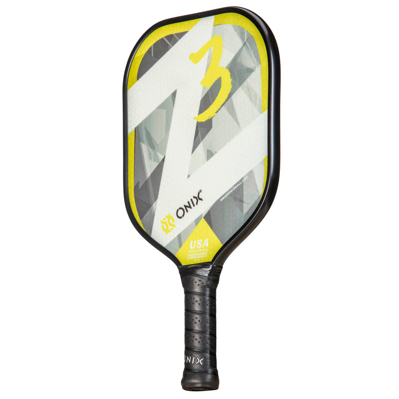 ONIX Z3 Pickleball Paddle Angled Front View - Yellow - USA Pickleball Approved